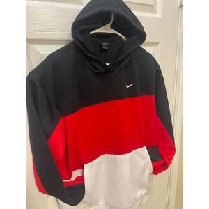 Nike Dri-FIT Colorblock Hoodie Black Red White – Size Large